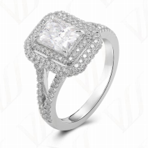 Bague Halo Carré XL Moissanite VVS – S925
