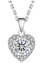 Pendentif Cœur Halo Moissanite VVS – S925