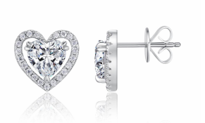 Studs Halo Cœur Moissanite VVS – S925