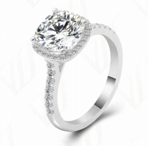 Bague Halo Cushion Moissanite VVS – S925