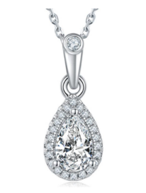Pendentif Goutte Halo Moissanite VVS – S925