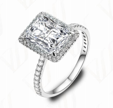 Bague Halo Rectangle Moissanite VVS – S925