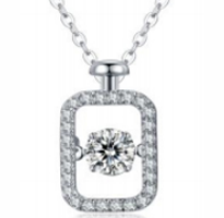 Pendentif Rectangle Ouvert Halo Moissanite VVS – S925