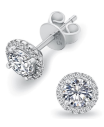 Round Halo Solitaire Stud Earrings Moissanite VVS – S925