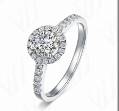 Bague Halo Rond Classique Moissanite VVS – S925