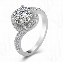 Bague Halo Rond Courbé Moissanite VVS – S925