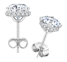 Studs King Halo Moissanite VVS – S925