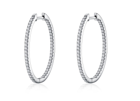 Créoles Fines Inside-Out 1 Rang Moissanite VVS – S925