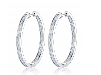 Créoles Fines Baguette Inside Moissanite VVS – S925