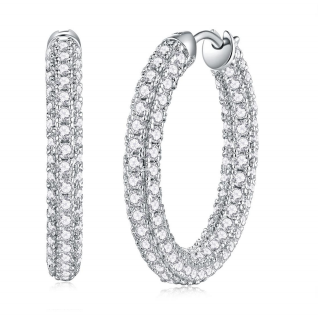 Créoles Pavées Bombées Moissanite VVS – S925