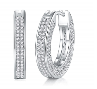 Créoles U Pavées Face & Côtés Moissanite VVS – S925