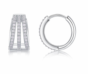 Huggies Triple Lignes Courbées Pavées Moissanite VVS – S925