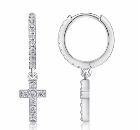 Huggies Croix Pavée Moissanite VVS – S925