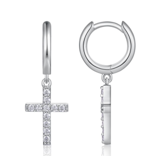 Huggies Croix Classique Pavée Moissanite VVS – S925