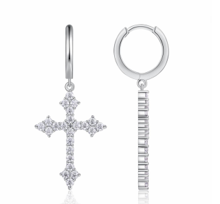 Huggies Croix Royale Pavée Moissanite VVS – S925