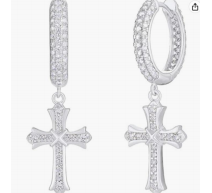 Huggies Croix Gothique Pavée Moissanite VVS – S925