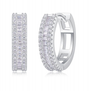 Huggies Double Rang Baguette & Rond Moissanite VVS – S925