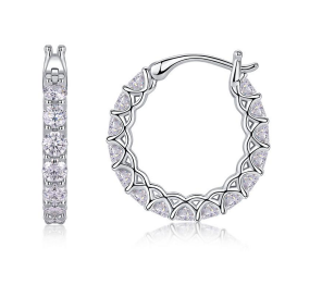 Huggies Motif Géométrique Pavé Moissanite VVS – S925