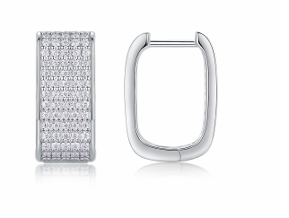 Huggies Rectangulaires Pavage Dense Moissanite VVS – S925