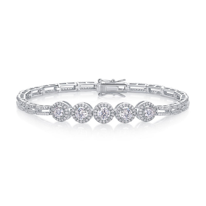 Bracelet Tennis Five Halo Moissanite VVS – S925