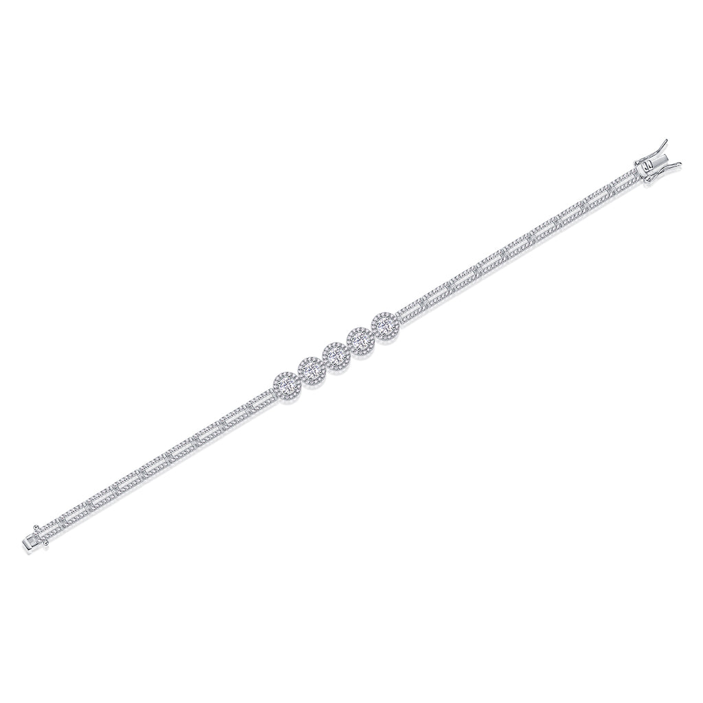 Bracelet Tennis Five Halo Moissanite VVS – S925