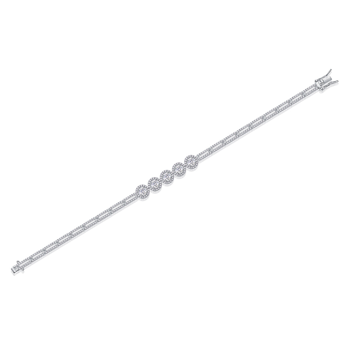 Bracelet Tennis Five Halo Moissanite VVS – S925
