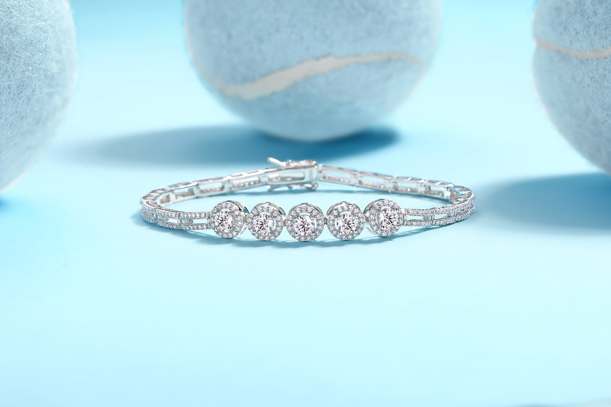 Bracelet Tennis Five Halo Moissanite VVS – S925