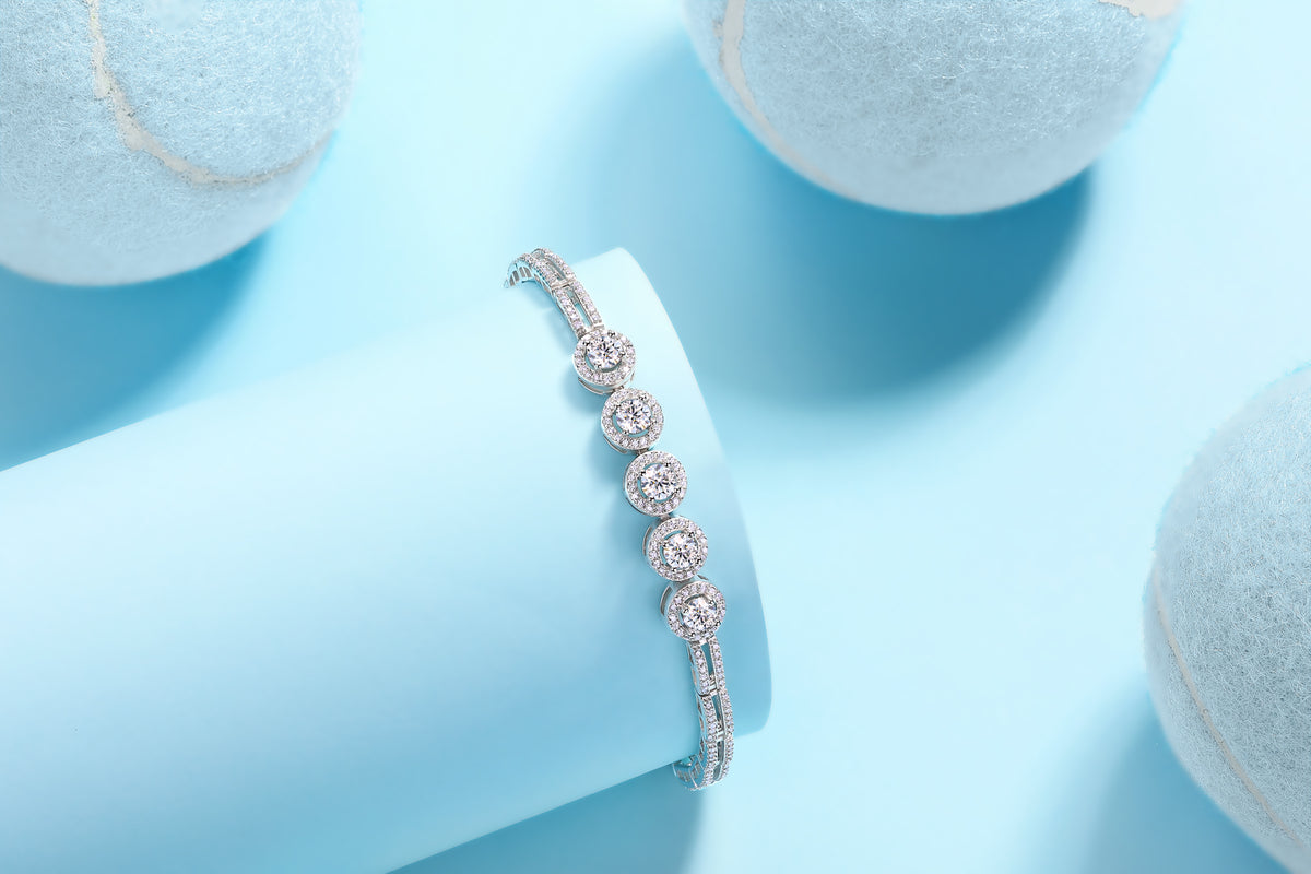 Bracelet Tennis Five Halo Moissanite VVS – S925