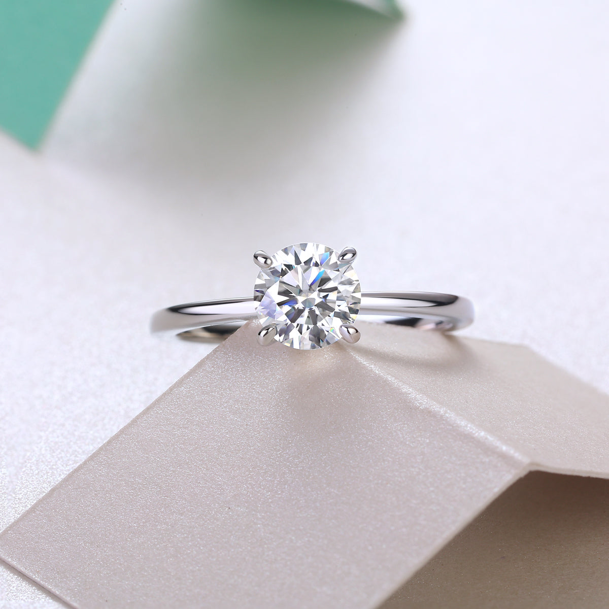 Ring Solitaire Round Moissanite VVS – S925
