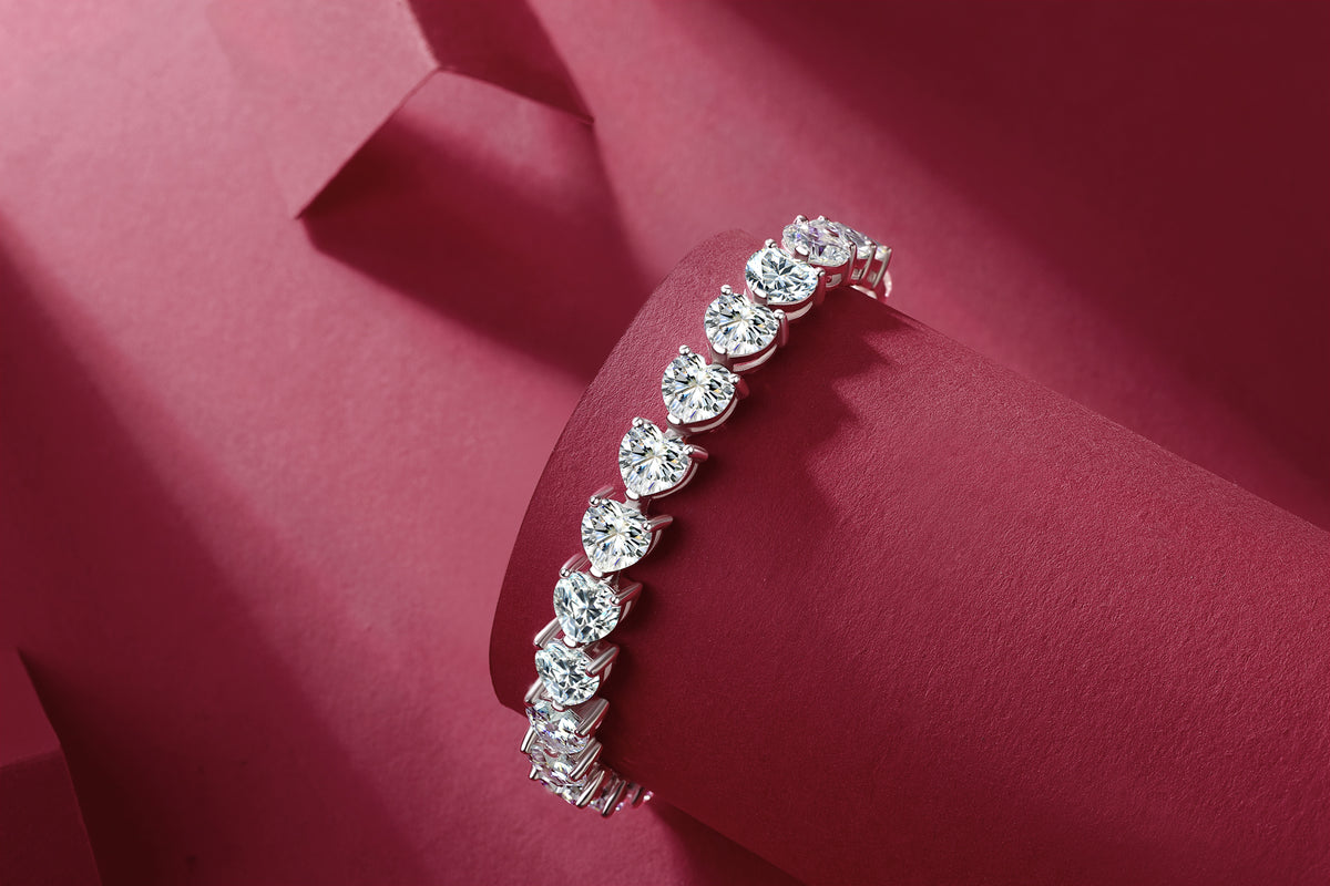Bracelet Tennis Heart Moissanite VVS – S925