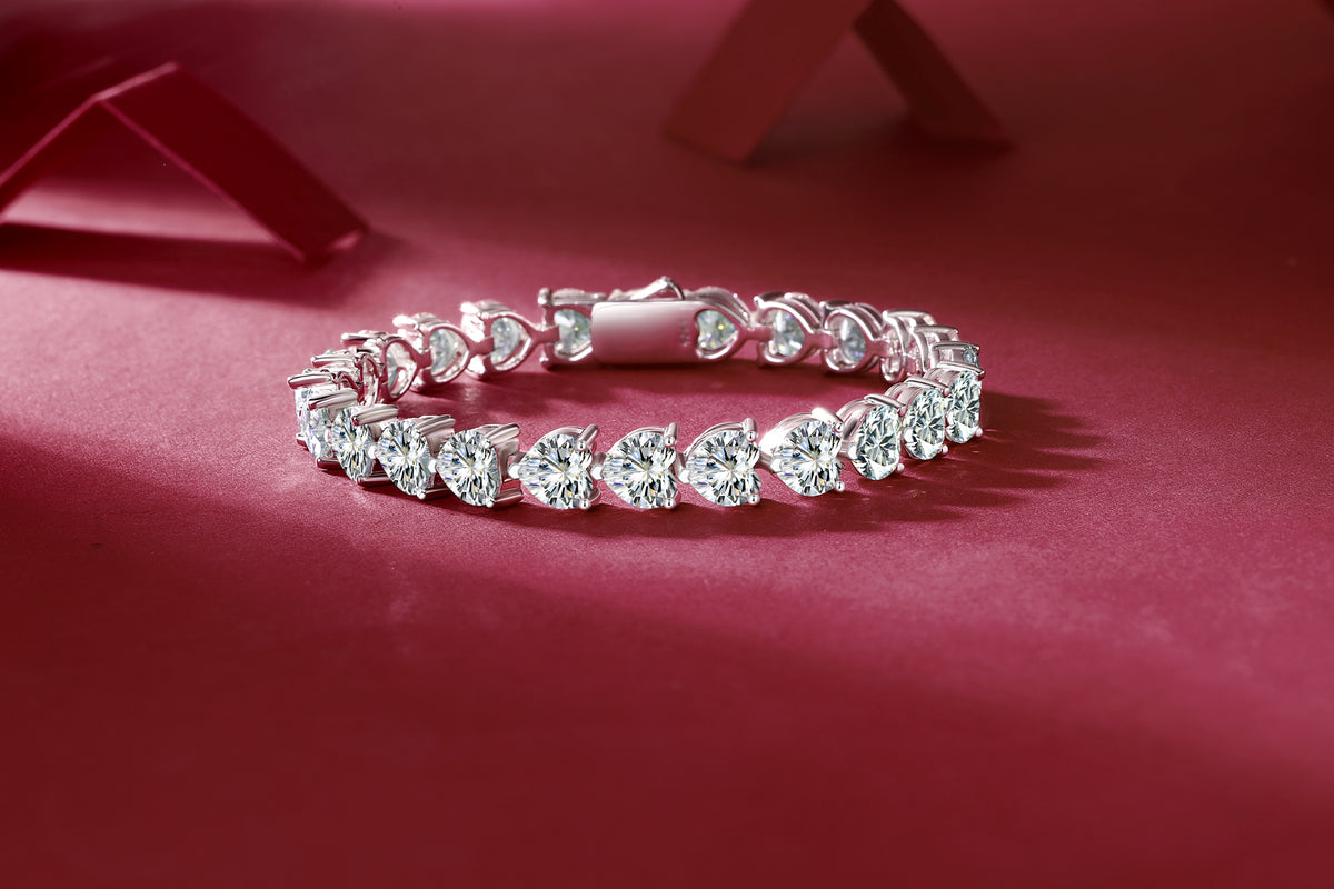 Bracelet Tennis Heart Moissanite VVS – S925