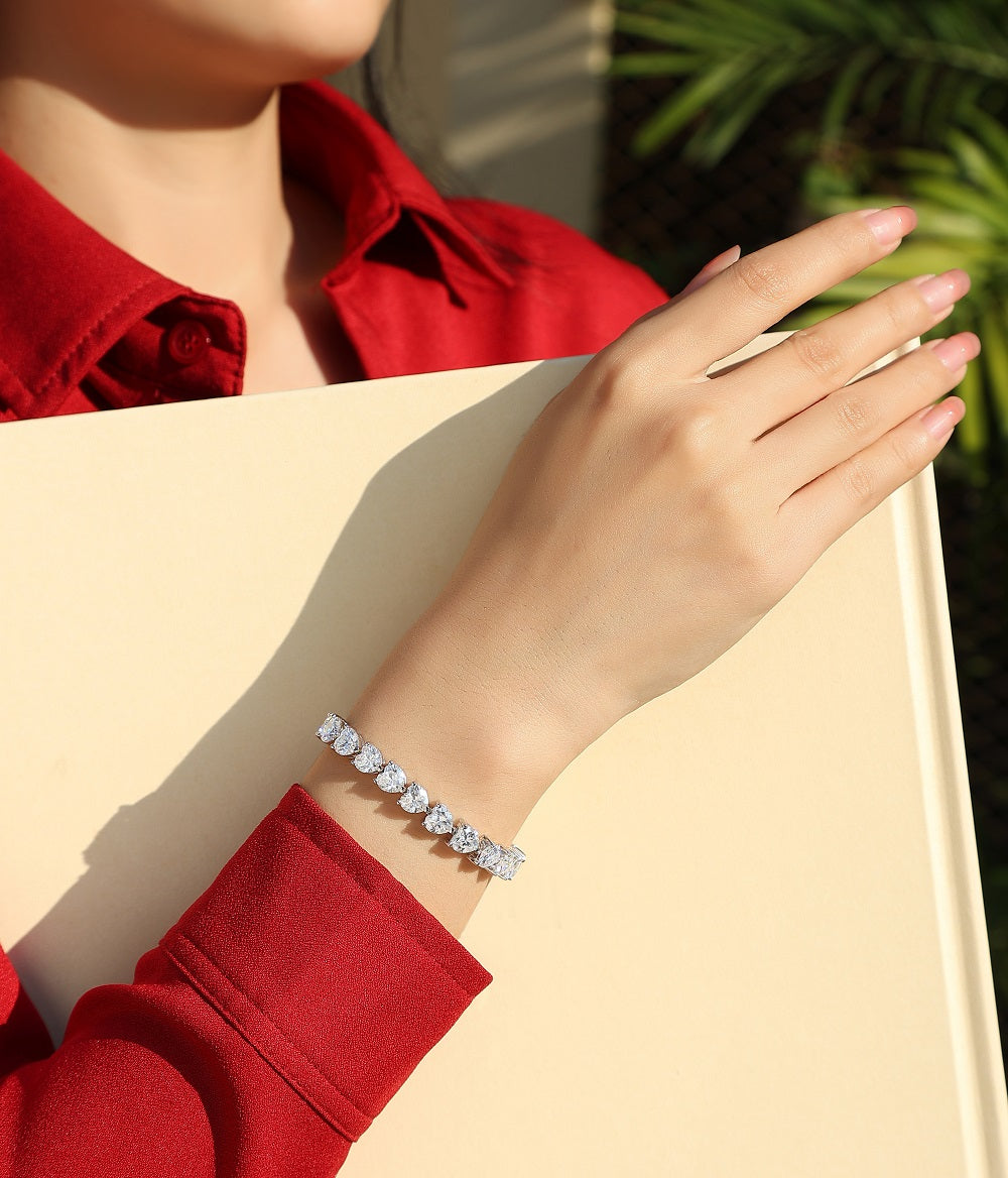 Bracelet Tennis Heart Moissanite VVS – S925