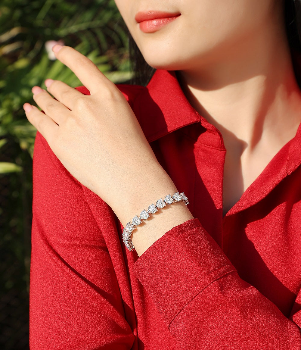 Bracelet Tennis Heart Moissanite VVS – S925