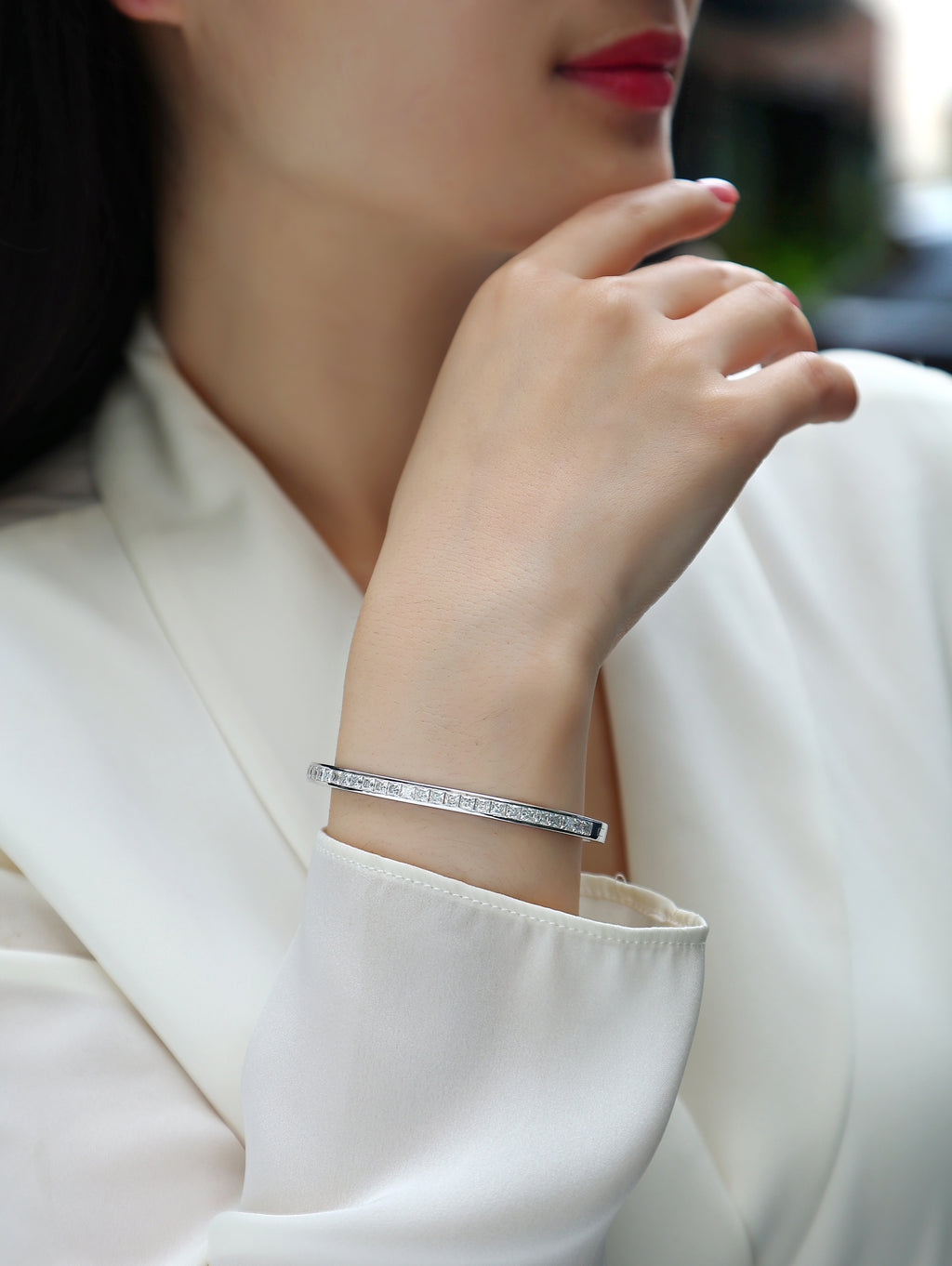 Bracelet Bangle Pavé Moissanite VVS – S925
