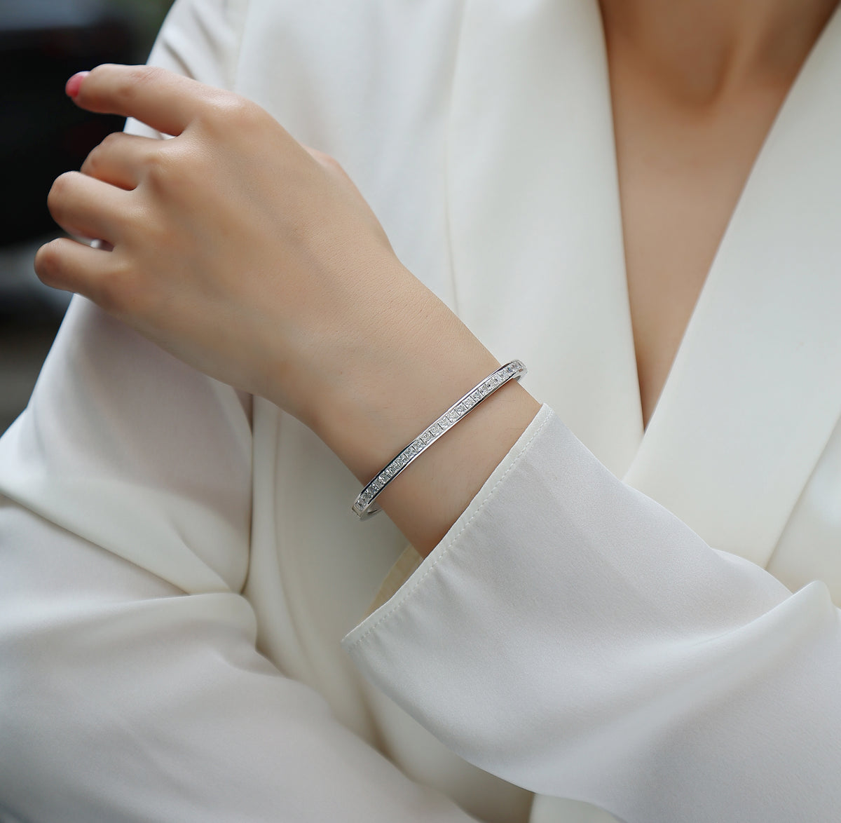 Bracelet Bangle Pavé Moissanite VVS – S925