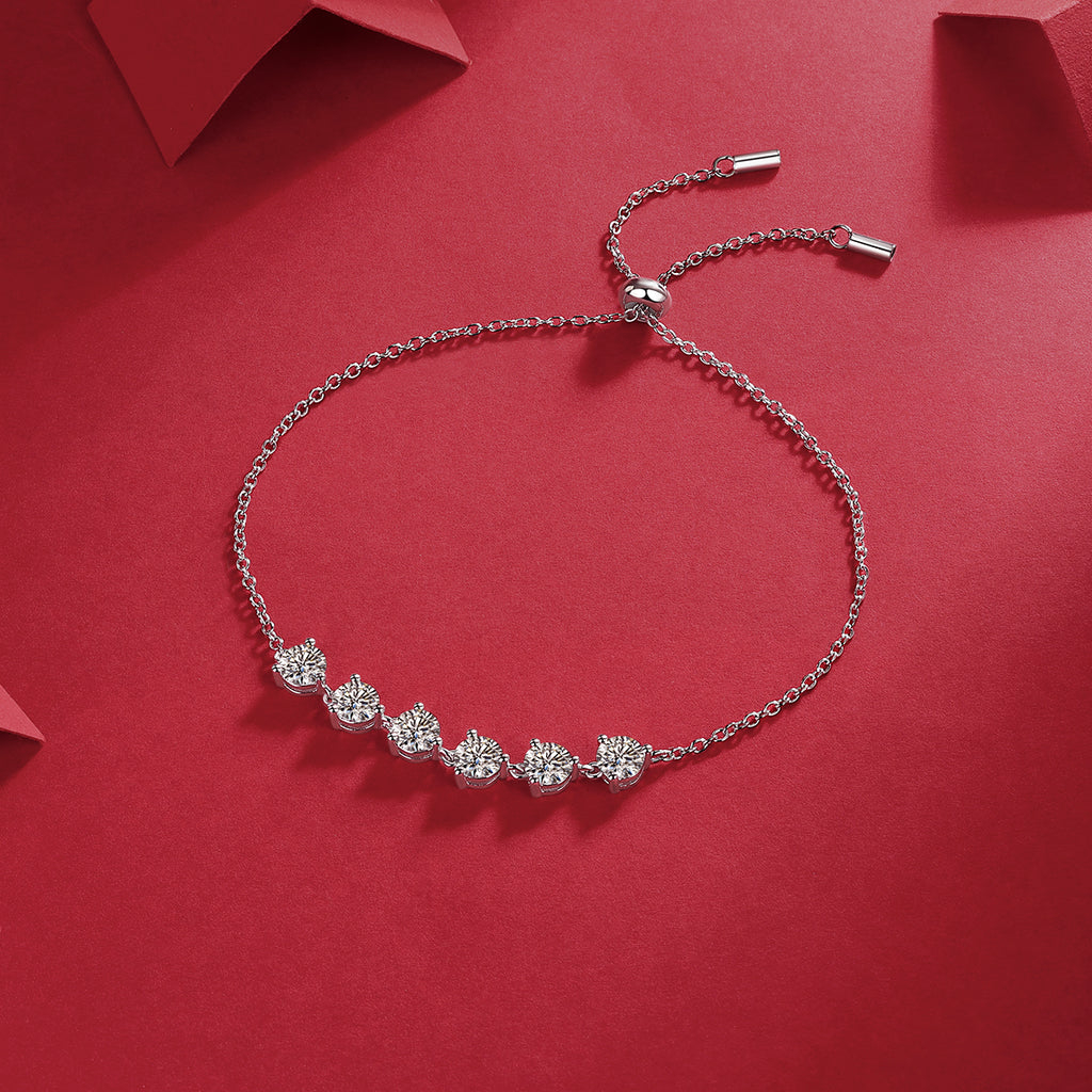 Bracelet Adjustable Floral Moissanite VVS – S925