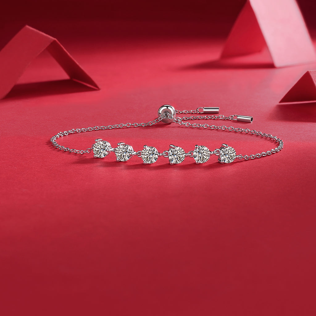 Bracelet Adjustable Floral Moissanite VVS – S925