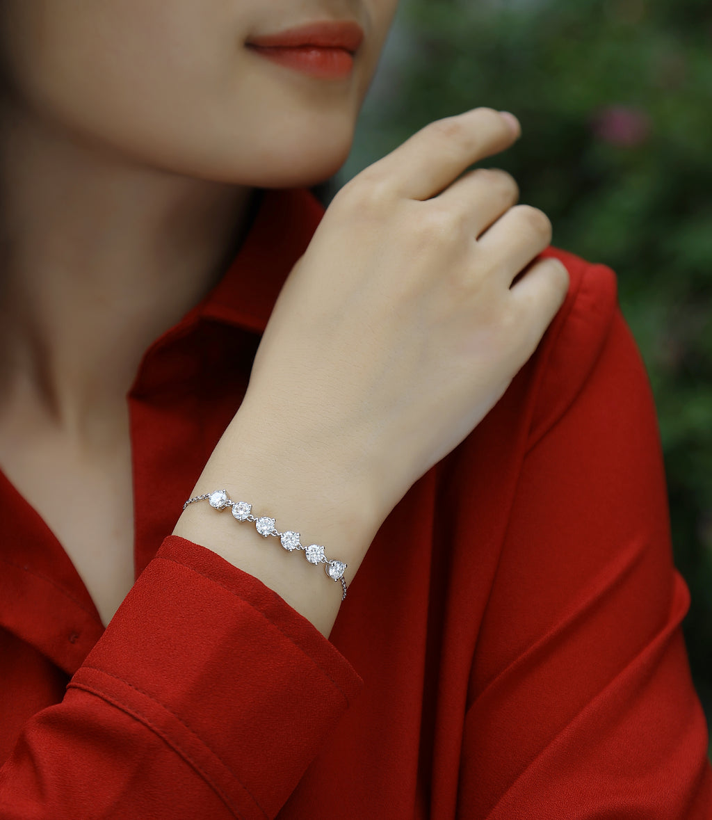 Bracelet Adjustable Floral Moissanite VVS – S925