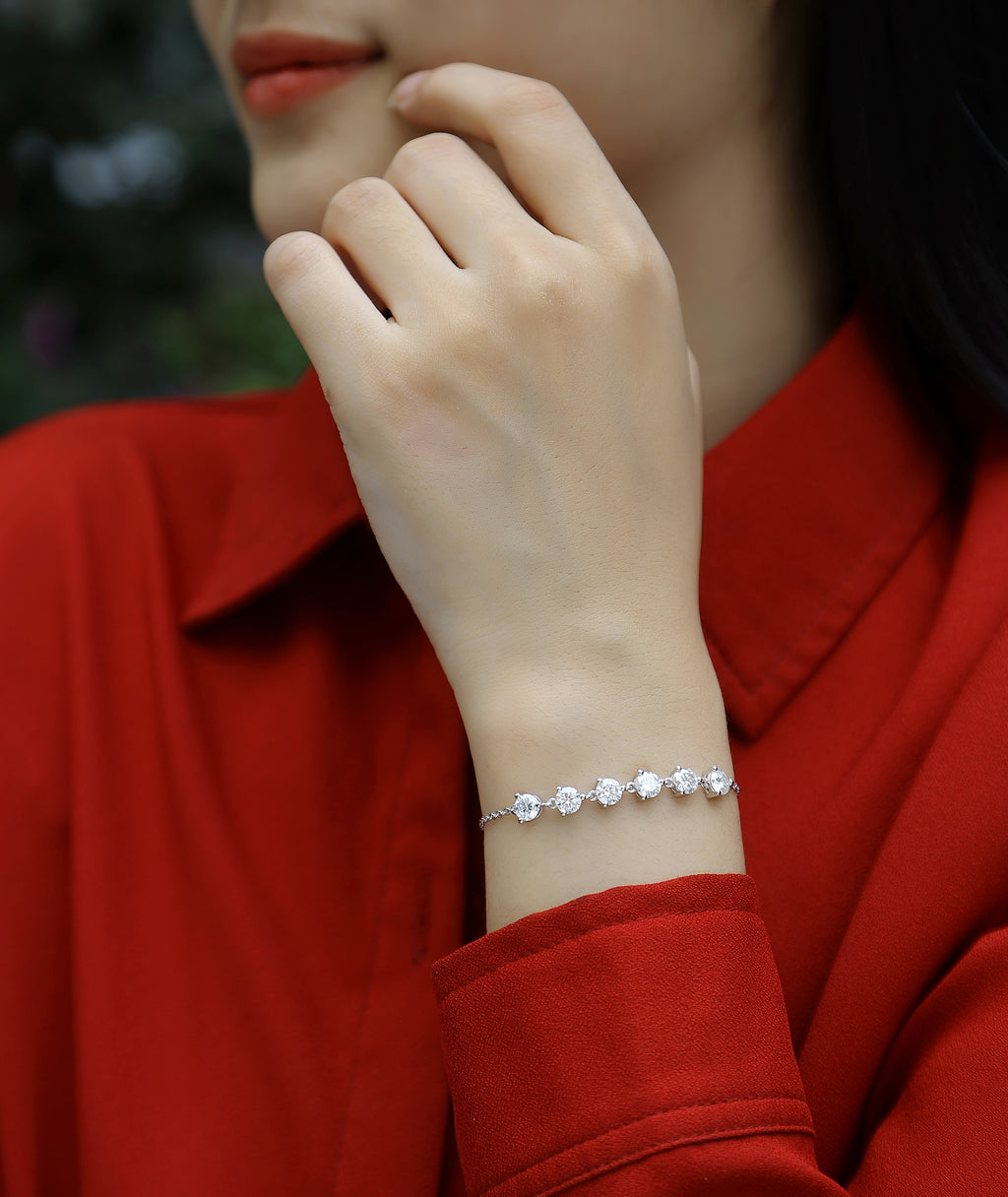 Bracelet Adjustable Floral Moissanite VVS – S925
