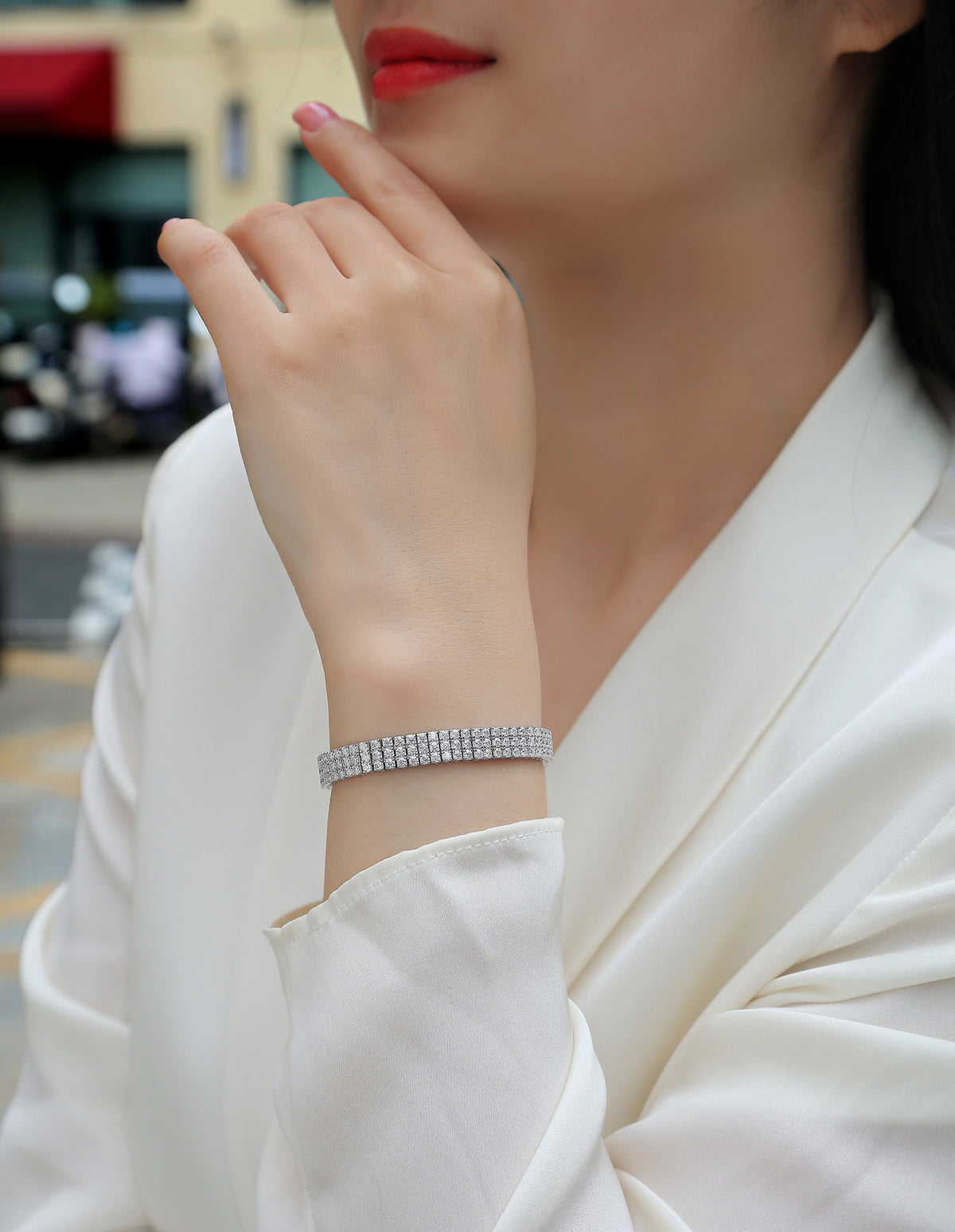 Bracelet Tennis Triple Row Moissanite VVS – S925