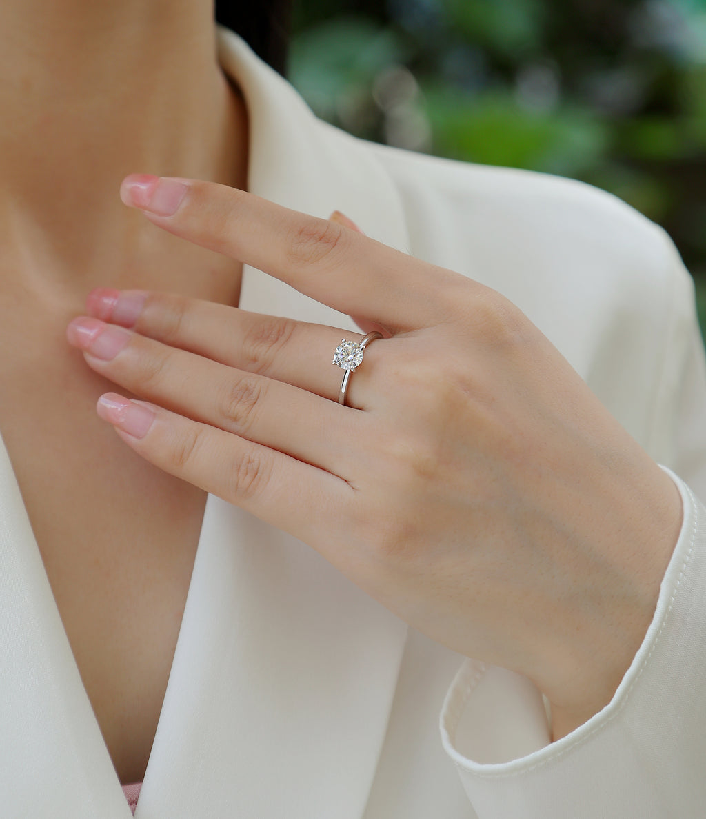 Ring Solitaire Round Moissanite VVS – S925