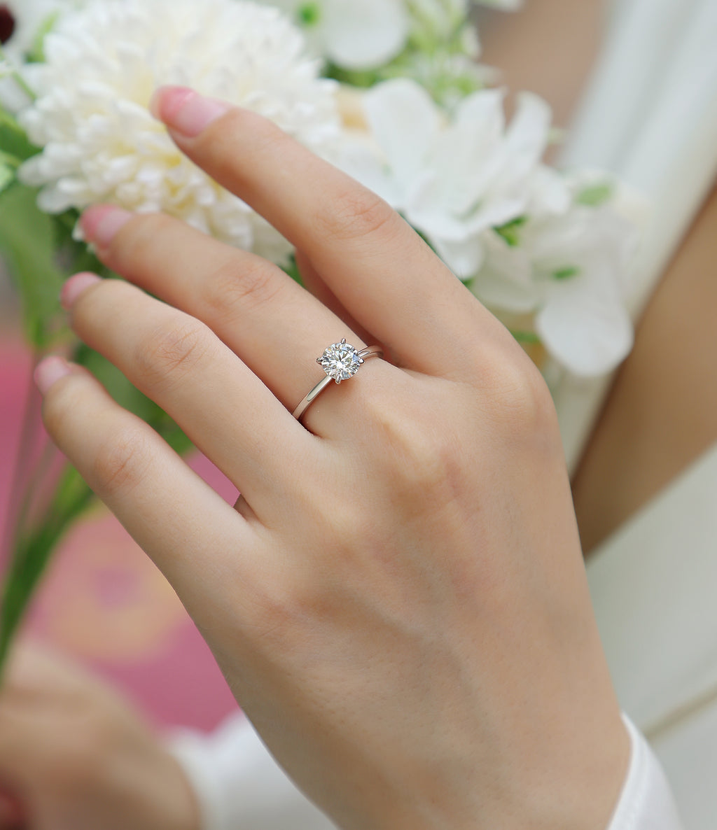 Ring Solitaire Round Moissanite VVS – S925
