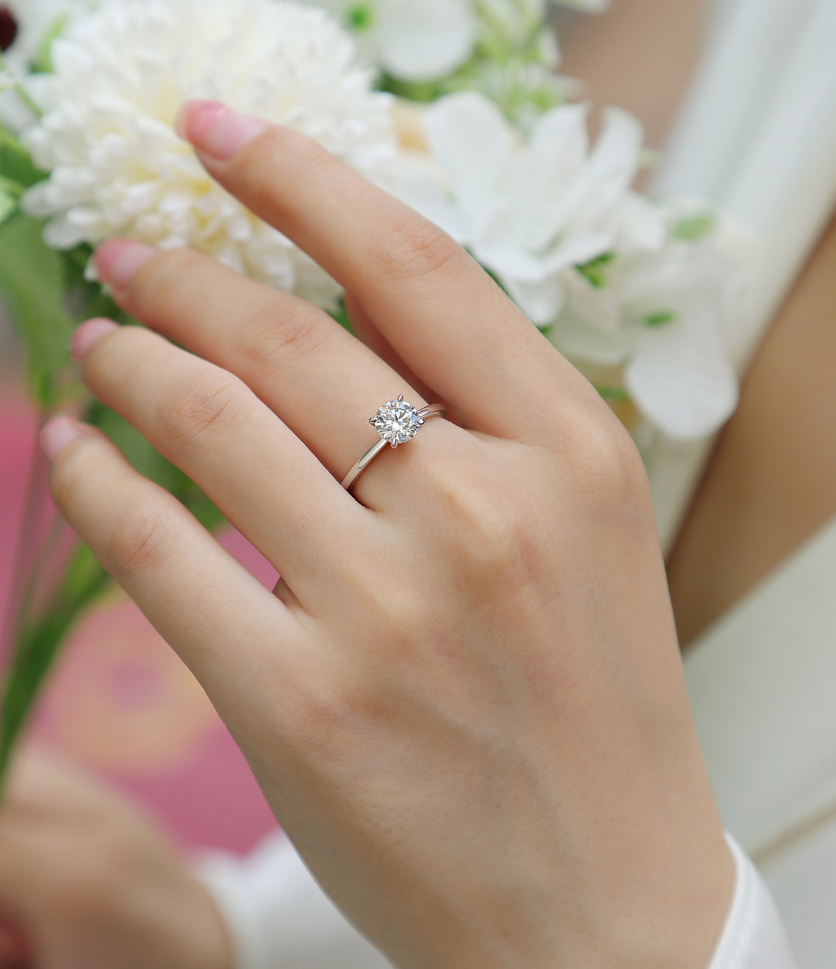 Ring Solitaire Round Moissanite VVS – S925