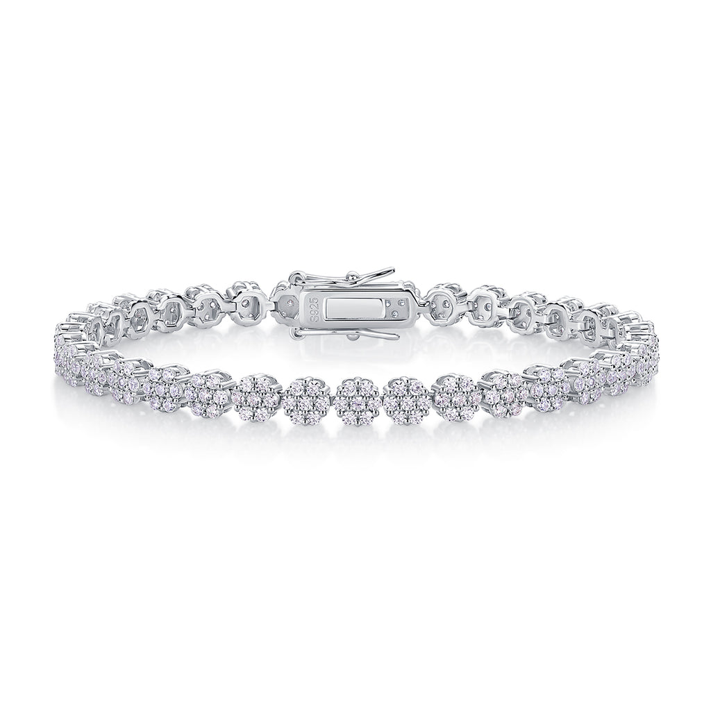 Bracelet Tennis Cluster Moissanite VVS – S925