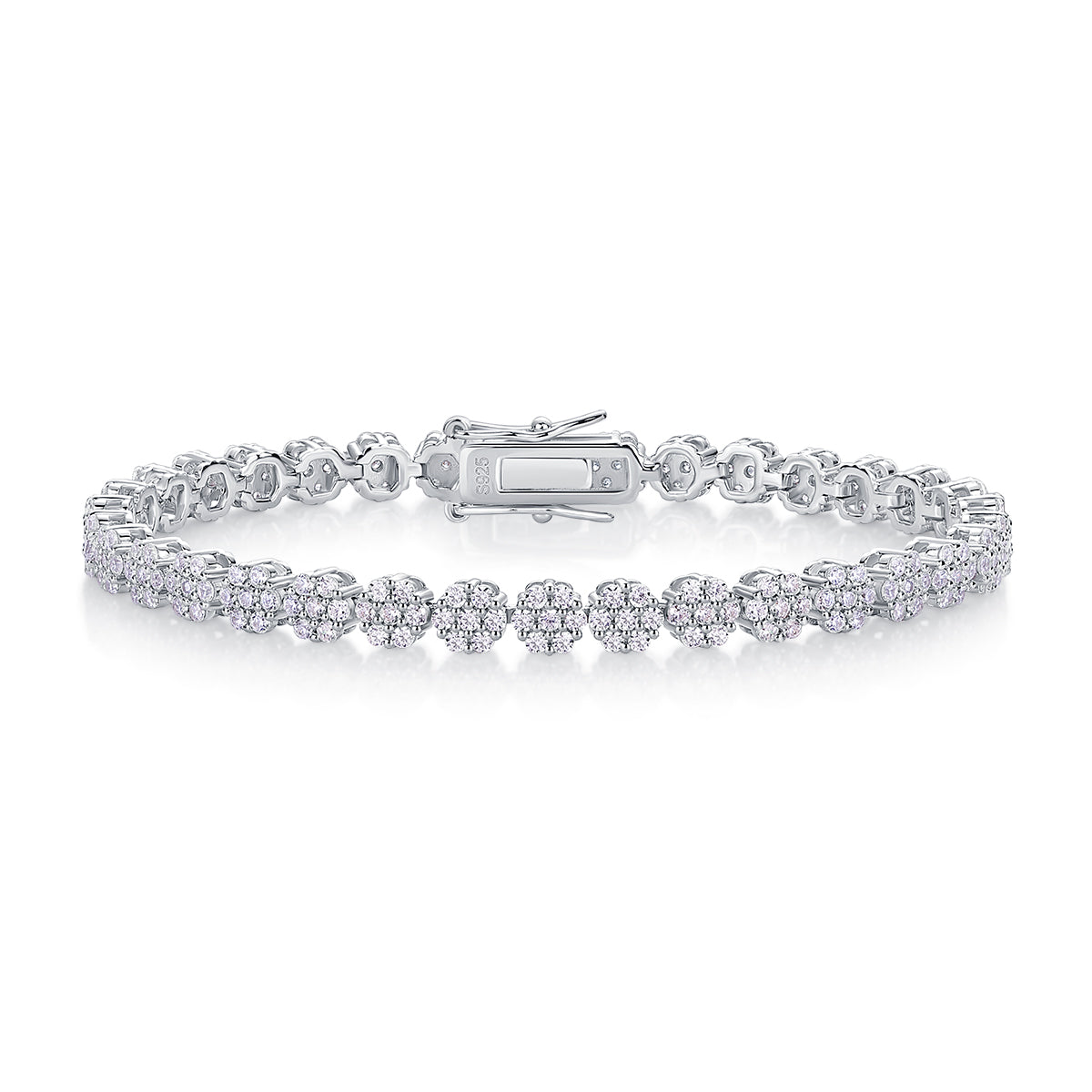 Bracelet Tennis Cluster Moissanite VVS – S925
