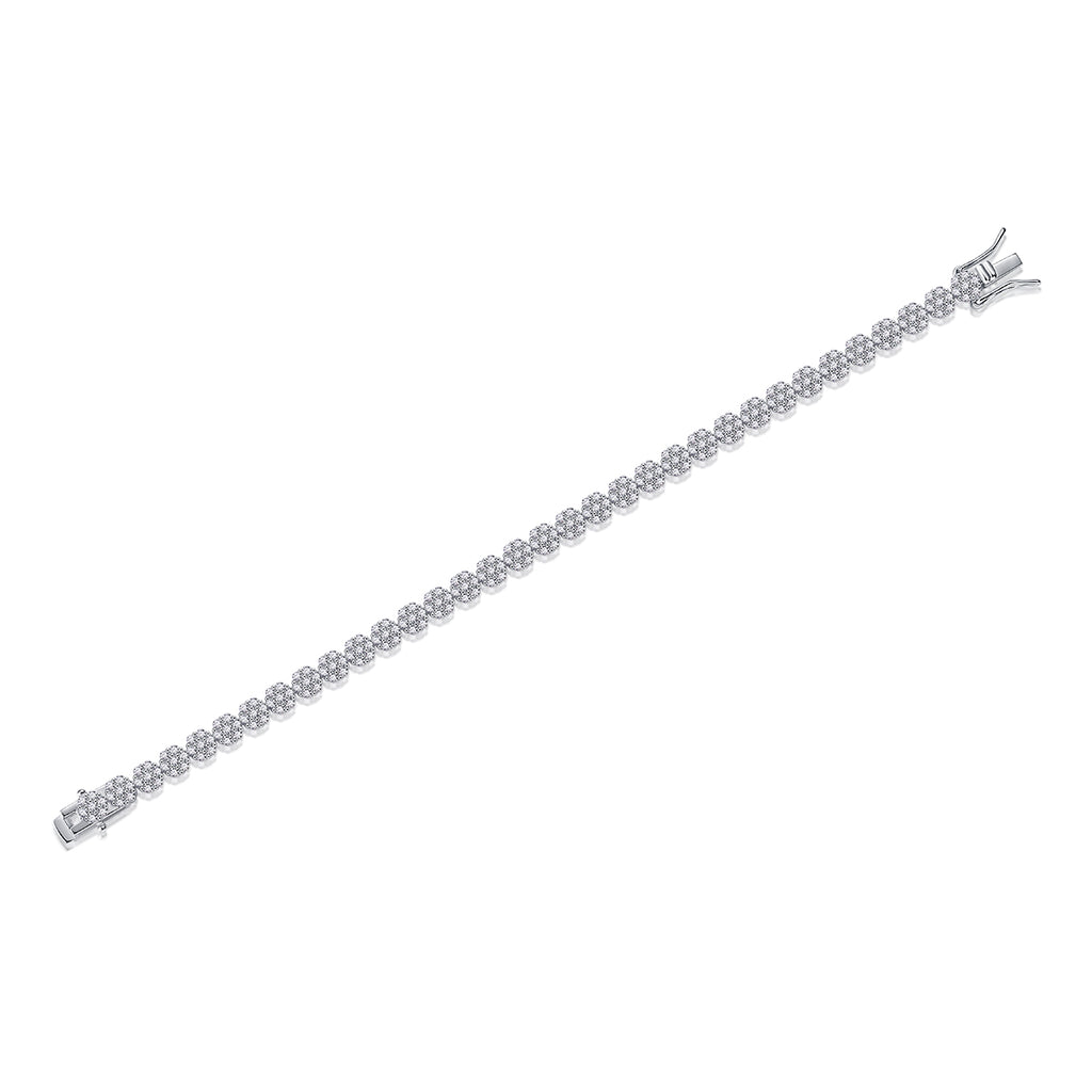 Bracelet Tennis Cluster Moissanite VVS – S925