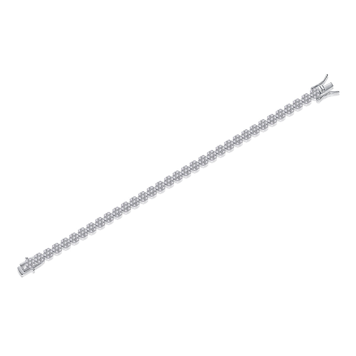 Bracelet Tennis Cluster Moissanite VVS – S925