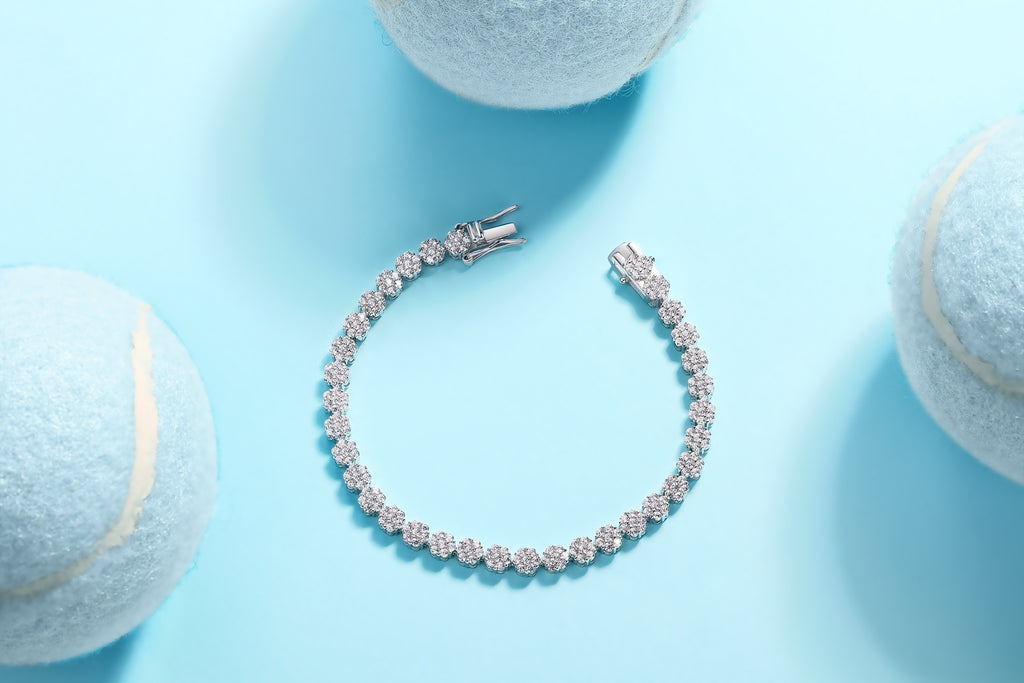 Bracelet Tennis Cluster Moissanite VVS – S925