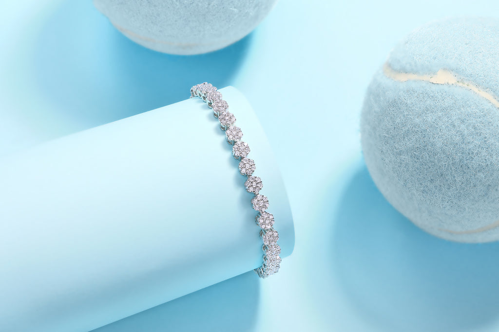 Bracelet Tennis Cluster Moissanite VVS – S925