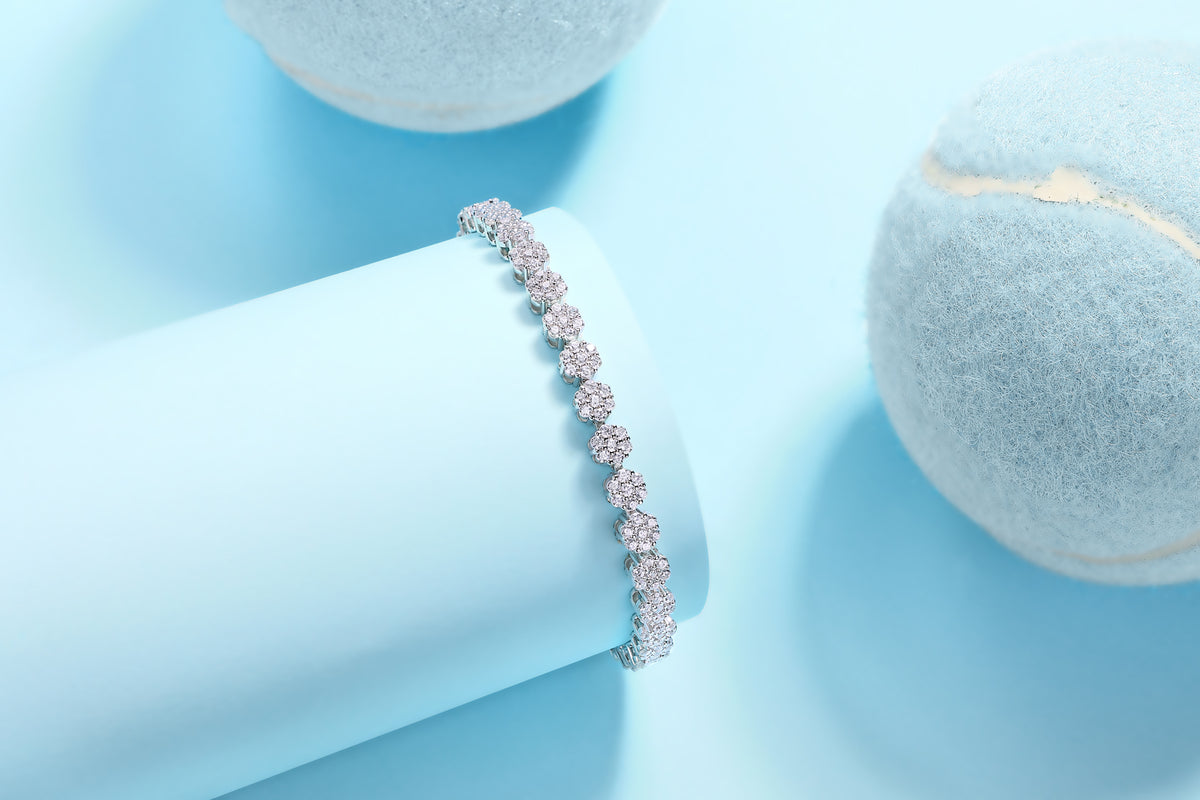 Bracelet Tennis Cluster Moissanite VVS – S925